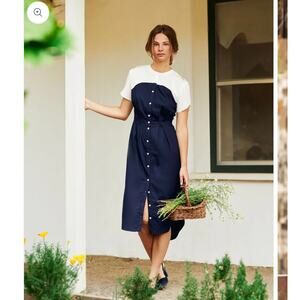 Major Blue The Major Blue Midi Dress Button Down Navy Women's Size S